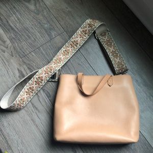 - tan Madewell leather zip too small transport tote purse